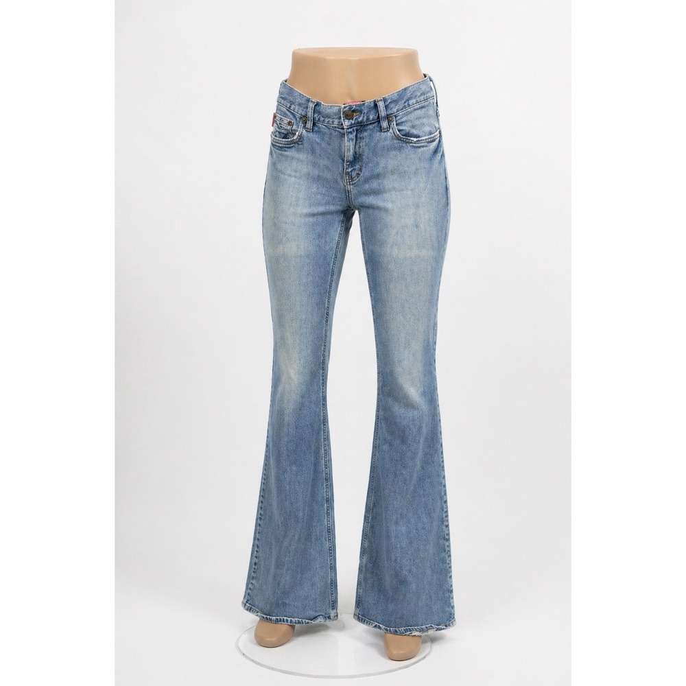 Hollister Stretch Jeans Medium Wash Flared Leg Low Rise Women's Sz 11 Long